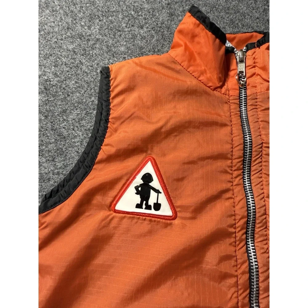 Vintage Y2K Bob The Builder Orange Construction Vest 5 Blue Fleece Interior Rare